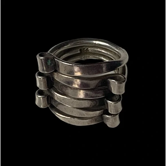 Vintage Modernist Design Sterling Silver Ring Women’s Jewelry Ring - Picture 2 of 8